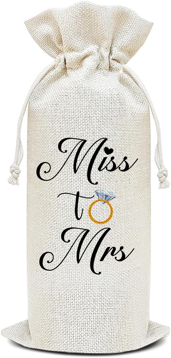 Mr And Mrs - Wine Canvas Bag, Wedding Wine Gift Bag, Wedding Gift for Bride Groom Gifts Wine Bags for Wine Bottles, Wine Gifts With Drawstring Wedding Engagement Bridal Shower Party Decoration -WB18