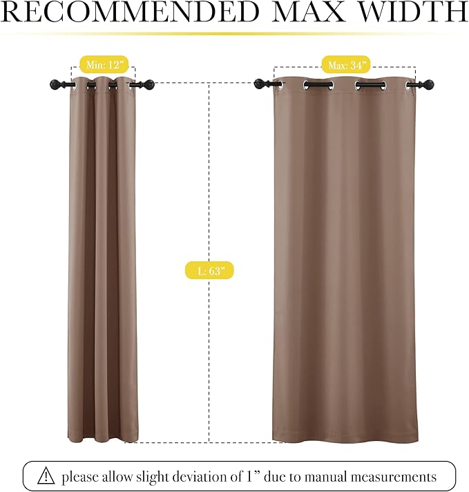 NICETOWN Total Blackout Panels for Nursery, Super Soft, Heavy Duty and Thick Window Treatment Curtains 63 Inches Long with Same Color Lined for Basement (1 Pair, Cappuccino, 42" Wide Each Panel)