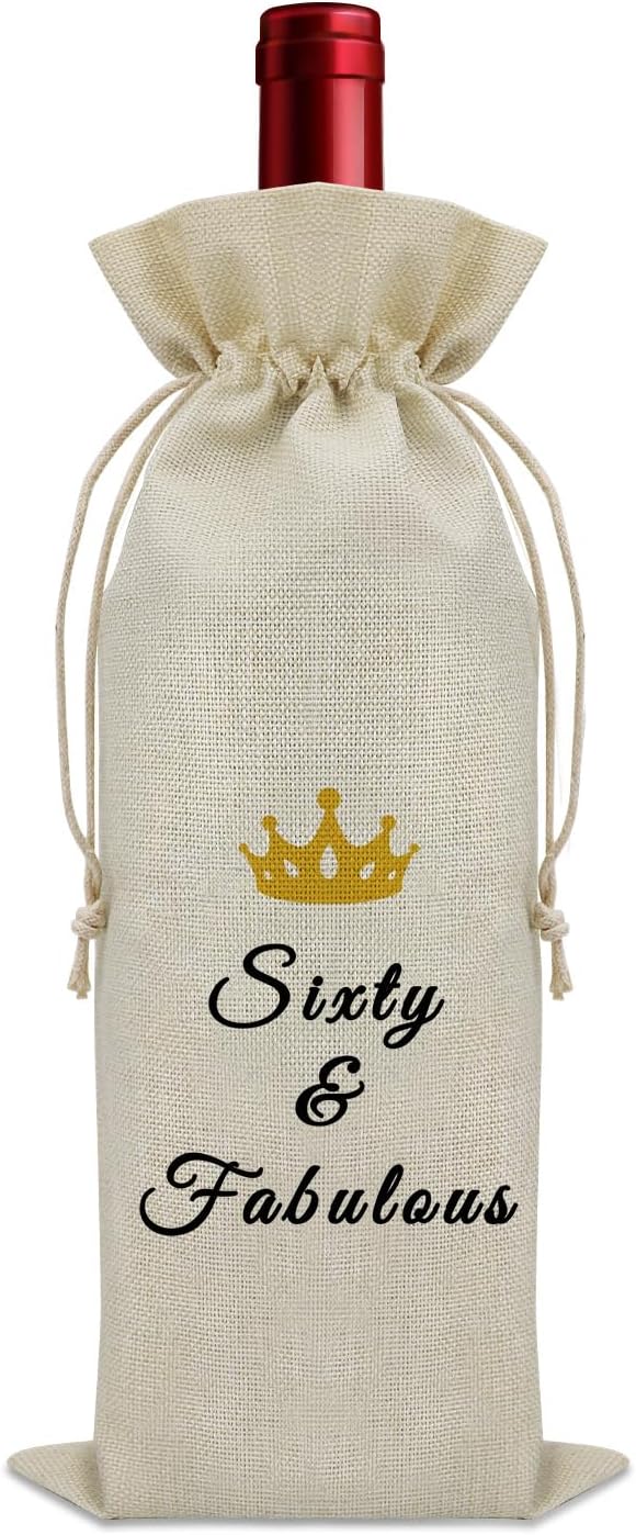 Sazuwu 60 Years Old Birthday Gifts for Women Men Wine Bag Happy 60th Birthday Gifts for Mom Dad Wine Accessories Gifts for Wine Lovers Gifts for Someone Turning Sixty 1964 Birthday Gifts
