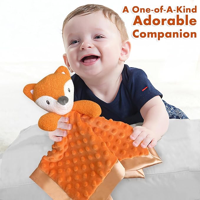 Fox Baby Security Blanket Loveys for Babies Girls, 16" Soft Baby Lovey Blanket, Baby Snuggle Stuffed Animals Blankie, Baby Girls Gifts for Infant and Toddler