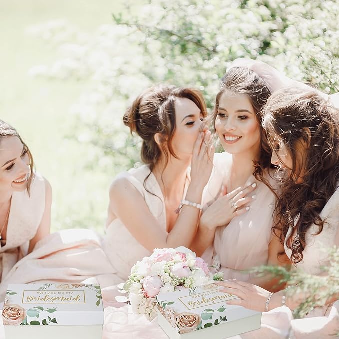 Bridesmaid Proposal Gifts Set-Will You be My Bridesmaid Gift Box, Wedding Engagement Gifts,Bachelorette Party Bridal Showers gifts,Bridesmaids Jewelry sets Bridesmaids Spa Gifts (White)