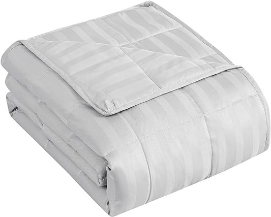 Weighted Blanket for Adult,25lbs Heavy Weighted Blanket 80"x87" Breathable Cooling Summer Blankets, Ultra Soft Cotton Comfort Throw Blanket with Glass Beads for All-Season (Light Grey)