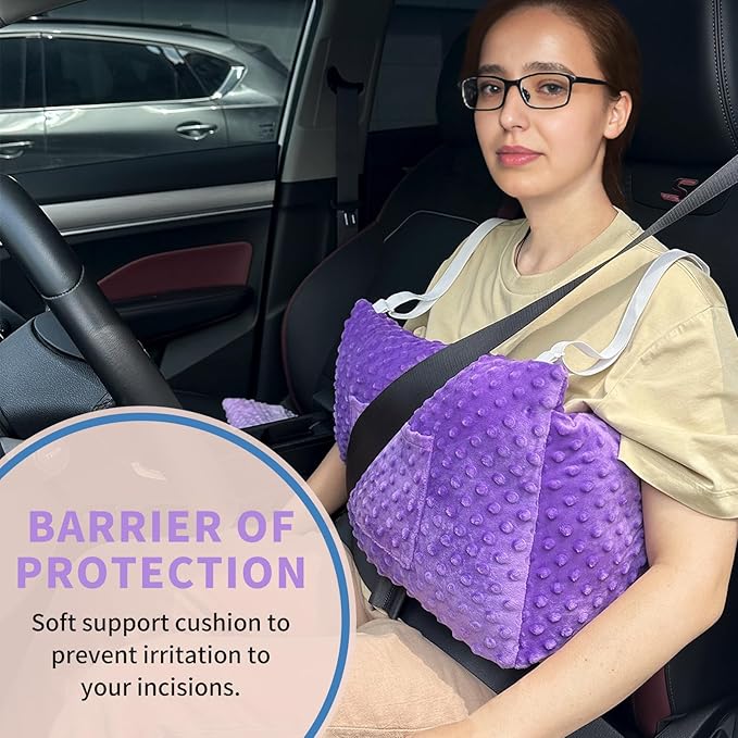 Post Mastectomy Pillow for Breast Reduction & Augmentation Patients After Heart Post Breast Cancer Surgery Mastectomy Recovery Breast Pillow Offers Support & Comfort-Surgery Gift for Women(Lavender)