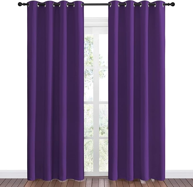 NICETOWN Purple Blackout Curtains 86 inches Long, Niose Reducing and Thermal Insulated Room Darkening Curtains for Girls Bedroom Living Room Window Decoration (55 inches Wide, 2 Panels)