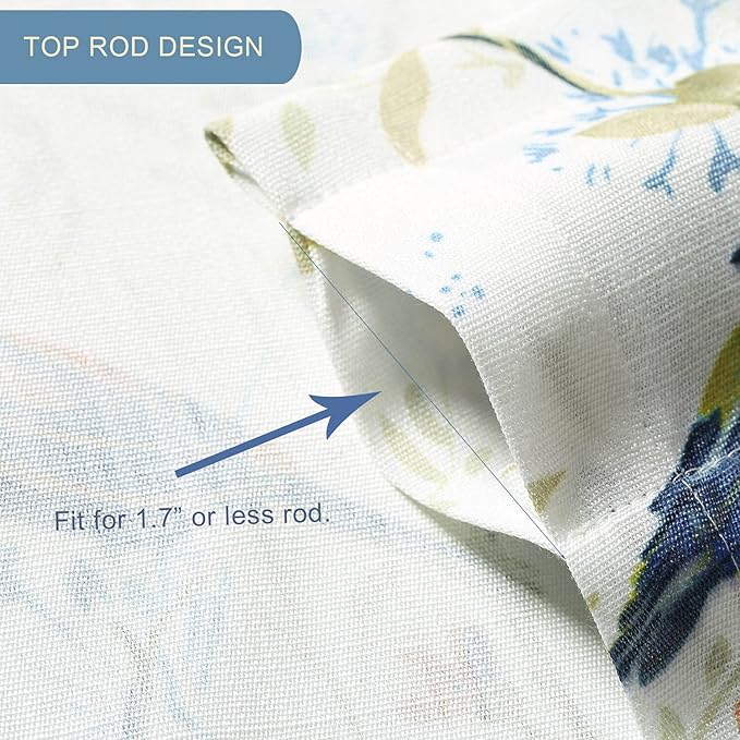 Leeva Kitchen Valance Tie Up Small Curtains and Valance for Dining Room, Delicate Tie-up Birds Pattern Valances for Windows, One Panel, 52 X 18 Inch, Blue