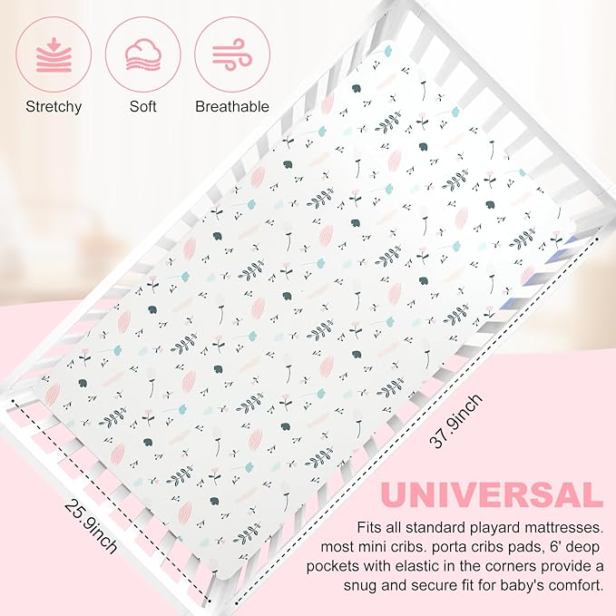 Pack n Play Fitted Sheet. 2 Piece Mini Crib Sheet. Elastic Playard Sheet. Portable Sheet Set. Elastic Convertible Playard Set. Compatible with Graco Pack n Play. (Leaves & Deer)