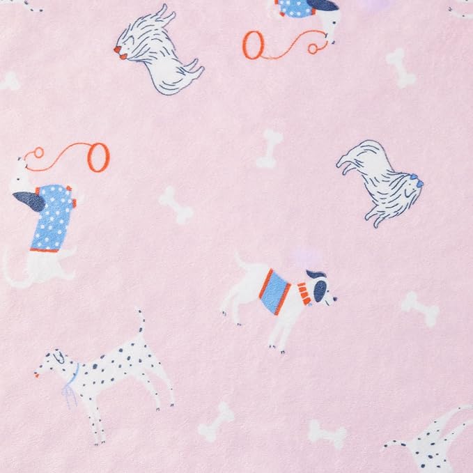 DaysU Silky Micro Soft Plush Baby Blankets for Girls with Print Animal Pattern and Soothing Raised Dots, Double Layer Bed Throws for Baby Crib, Puppy, Pink, 30x40 Inches