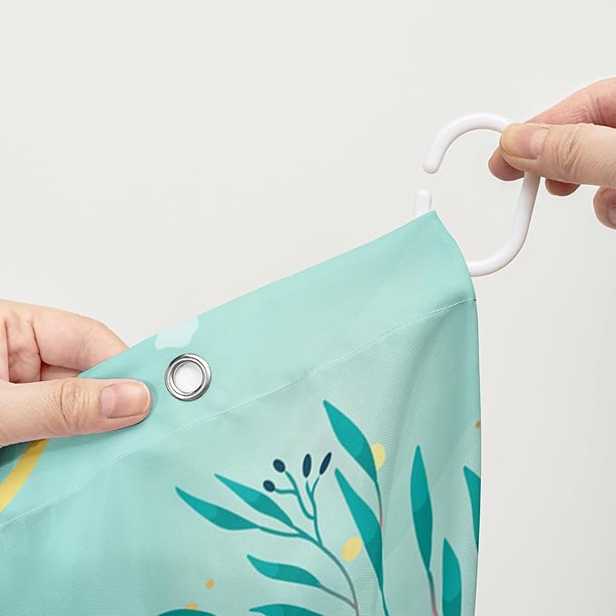 AILONEN Cute Sea Turtle Shower Curtain,Cartoon Turtle with Water Plant Shower Curtain Set for Bathroom,Kawaii Ocean Animal Theme Waterproof Fabric Shower Curtain with Hooks,72" W*78" H