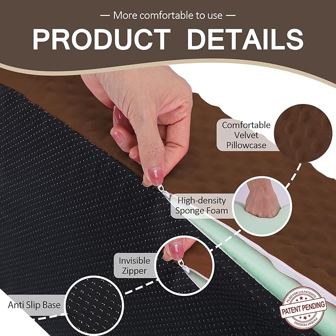 Wedge Pillow for Side Sleeping, Body Positioning Foam Wedge Pillow, Side Wedge Pillow for Sleeping Non-Slip Back Positioning Pillow for Bed Sore Wedge (Brown)