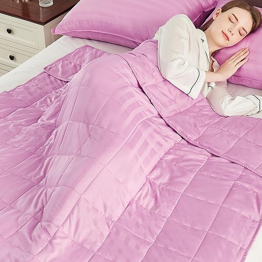 Weighted Blanket(36"x48" 3lbs) Weighted Blanket Cooling Blanket for Sleeping,Throw Size Breathable Blanket with Premium Glass Bead(Rose Pink)