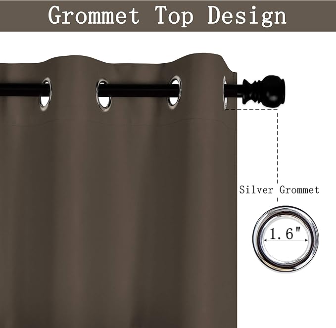Brown Curtain Valances for Windows Kitchen Blackout Thermal Insulated Curtain Valance for Living Room for Bedroom Kids Room/Cafe/Loft 70X18 1 Panel Coffee Brown