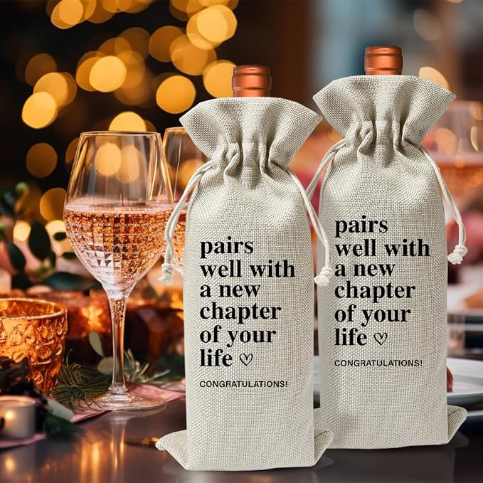 New Chapter Of Your Life Wine Bag For Colleague Coworker Boss Friends, New Job Gift Wine Bag for Him Her, Wine Bottle Cover Bag For New House Engagement Retirement New Beginning