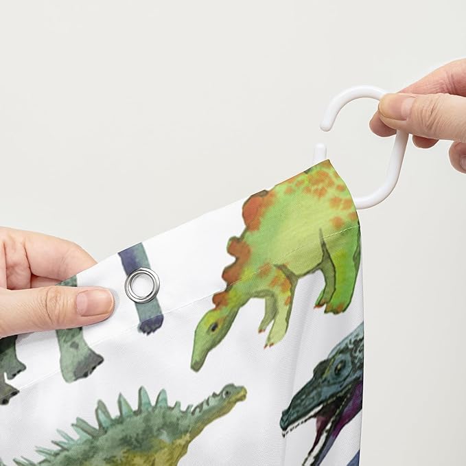 AILONEN Dinosaur Shower Curtain 72" W*72" H for Bathroom,Cartoon Dinosaur Bathroom Shower,Tropical Jungle Dinosaur Kids Boys Bath Curtain Polyester Waterproof Bathroom Curtain with 12 Hooks