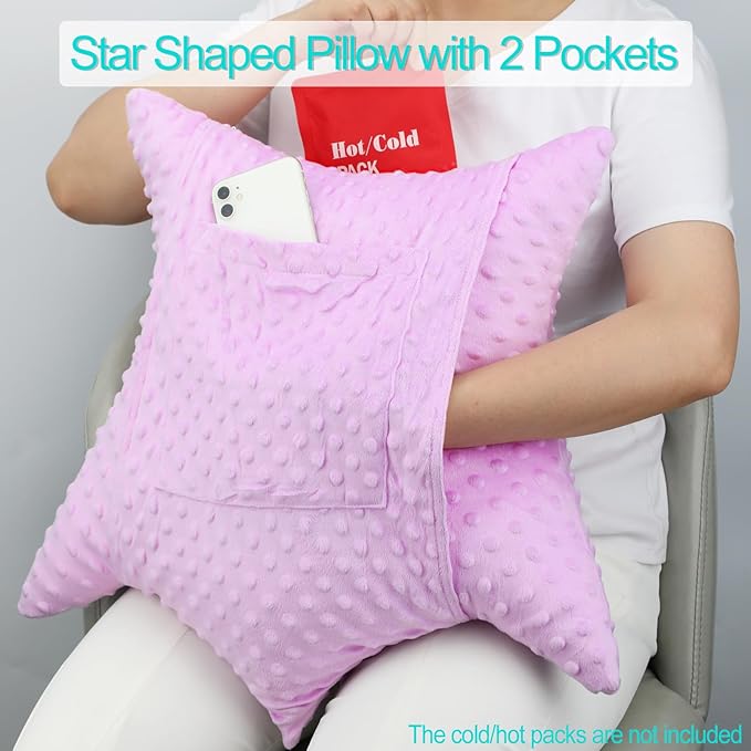 Star Hysterectomy Pillow Abdominal Recovery Pillows for C-Section Tummy Tuck Lumpectomy Myomectomy Belly Surgery Must Haves Shock Absorbing Cough Cushion Patients Gifts Minky Dot Lavender