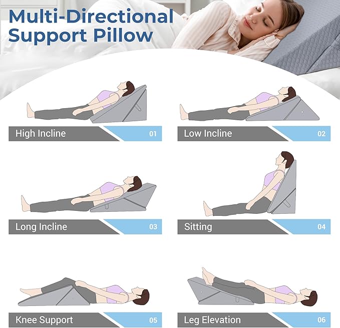 COOLBEBE Bed Wedge Pillow for Sleeping, Air Layer Adjustable Wedge Pillow for Snoring and After Surgery - 9 & 11 Inch, Elevated Triangle Pillow for Back Pain Relief, Acid Reflux, Leg Support