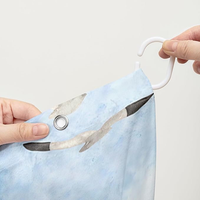 AILONEN Cartoon Dolphin Hower Curtain,Cute Sea Turtle Shower Curtain for Bathroom,Nautical Theme Bath Curtain,Watercolor Blue Waterproof Fabric Shower Curtain Set for Kids Girls,Boys,72" W*96" H