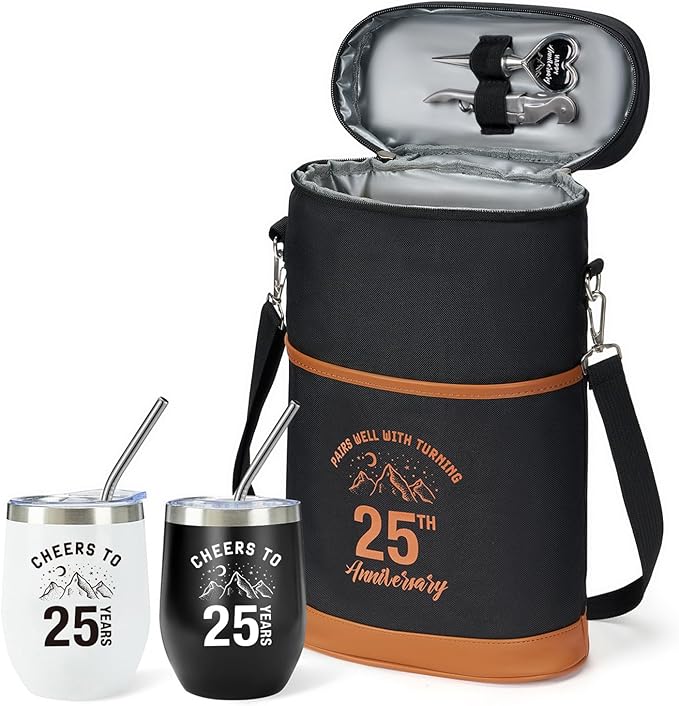 AW BRIDAL 25th Anniversary Wedding Gifts for Her, Valentine's Day Anniversary Wine Gifts for Couples 25 Years Gifts Anniversary Married Gifts for Parents Grandparents Family