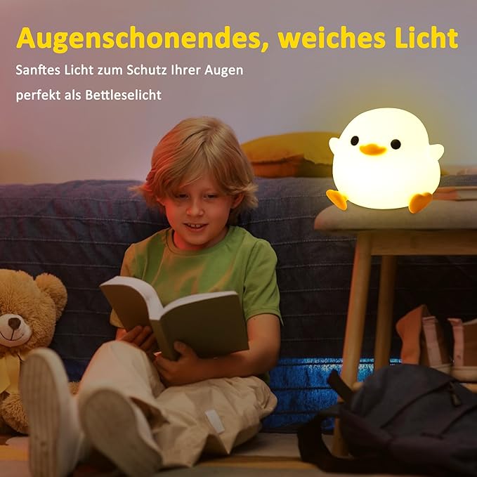 Duck Night Light, Cute Duck Gifts for Girl, Duck Lamp Gifts Dorm Decor Lamp for Nursery, ABS+SIL, Touch Control, Portable and Rechargeable Dimmable, Birthday Gifts for Boys Girls (DoDo Duck)