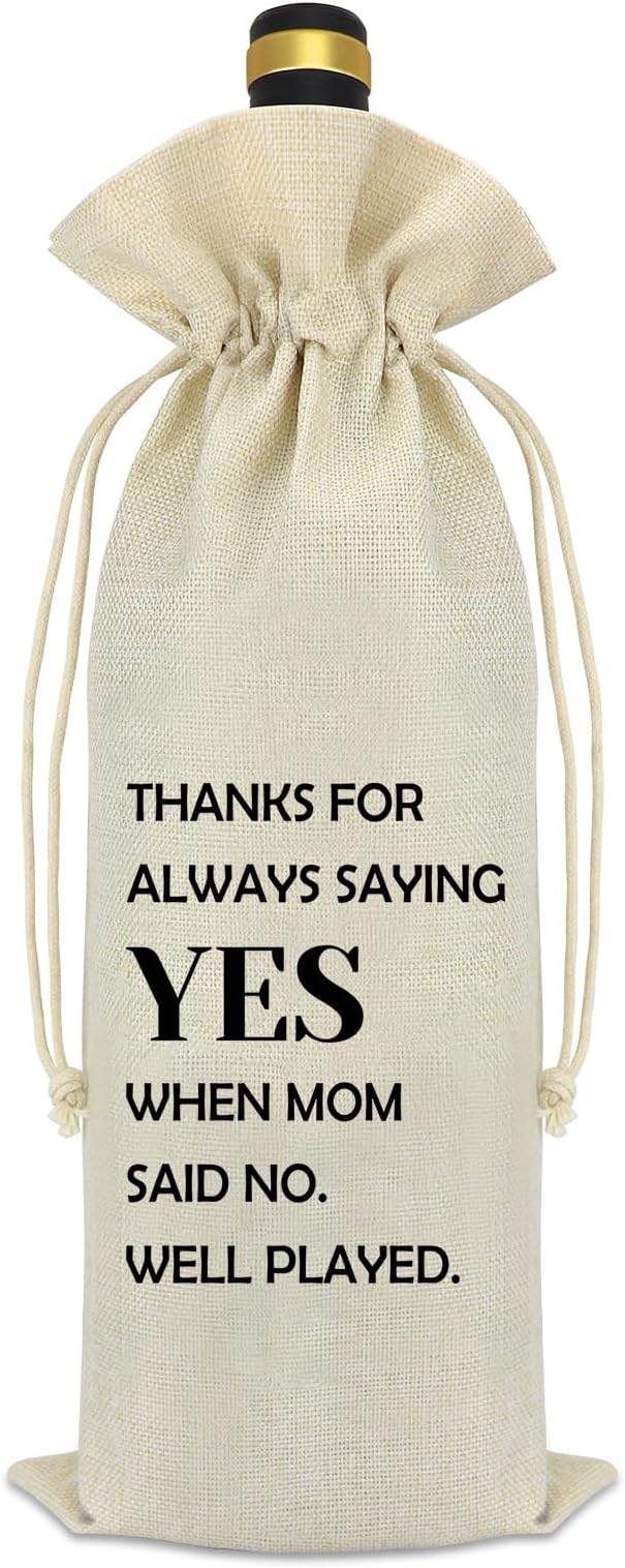 Dad Appreciation Gift Dad Wine Bag Dad Birthday Gift Ideas from Daughter Son Thank You Gift for Dad Drawstring Burlap Wine Bottle Bag Thanksgiving Christmas Fathers Day Gift for Dad Daddy Father
