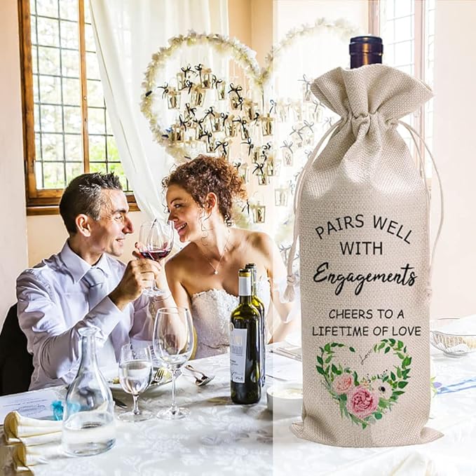 LANBAIHE Engagements Wine Bag, Gift for Getting Engaged, Couple, Gifts For Bride, Engagements, Wedding Wine Gift Bag