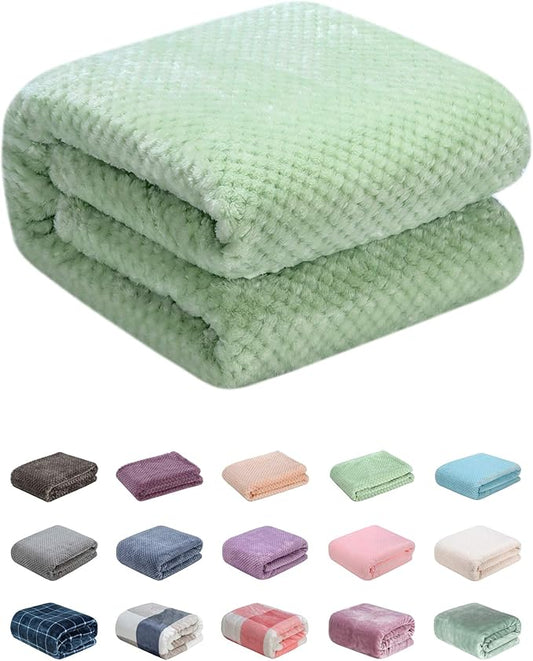 Fuzzy Throw Blanket, Plush Fleece Blankets for Adults, Toddler, Boys and Girls, Warm Soft Blankets and Throws for Bed, Couch, Sofa, Travel and Outdoor, Camping (Throw(50"x70"), L-Pastel Green)