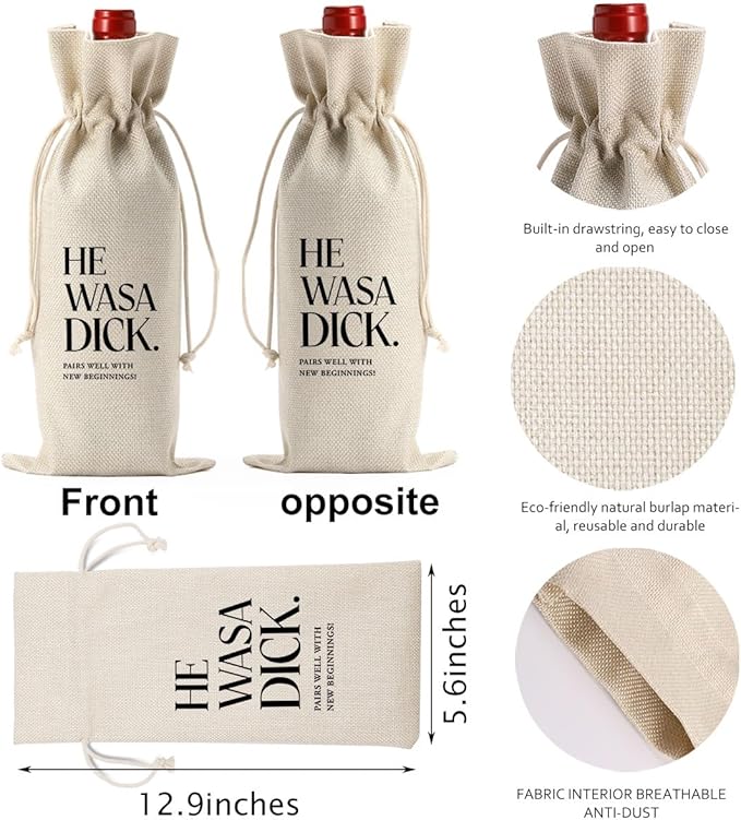 Divorce Party Decorations for Women Men Wine Bag, Divorce Gifts for Women Men Wine Bag, Divorce Gift Ideas Wine Bottle Bag, Breakup Gifts for Women Wine Bag, Pairs Well With New Beginnings Wine Bag