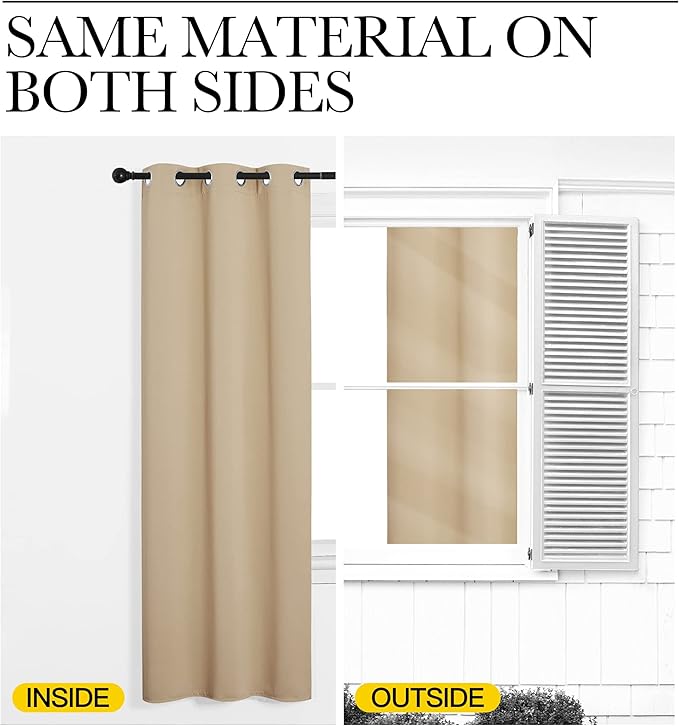 NICETOWN Room Darkening Curtain Panels for Cafe, Biscotti Beige, 2 Panels, W42 x L78 -inch, Thermal Insulated Grommet Room Darkening Draperies/Drapes for Window