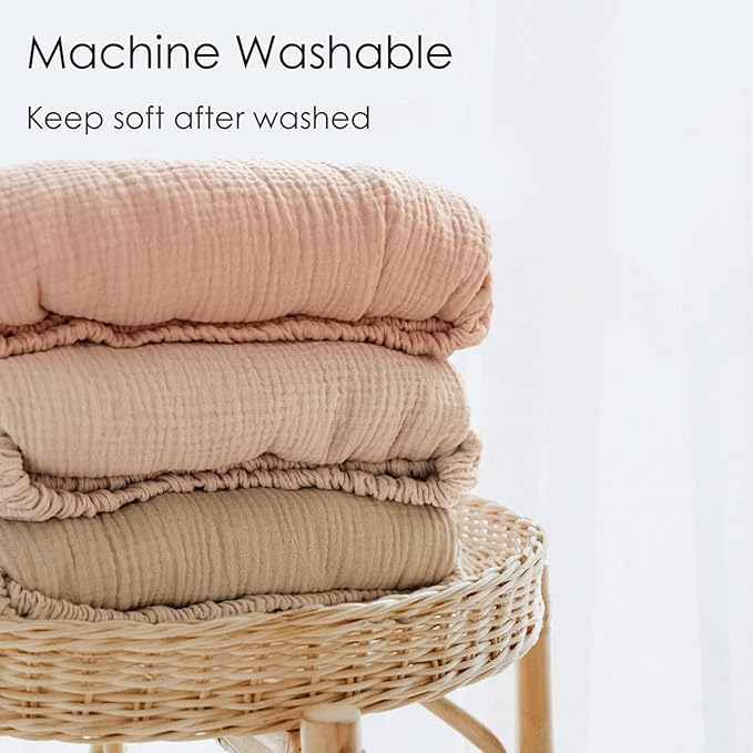 Muslin Cotton Crib Sheets - Neutral Fitted Sheets for Standard Crib& Toddler Mattress Soft and Breathable Baby Sheets for Boys and Girls - 28"x52"