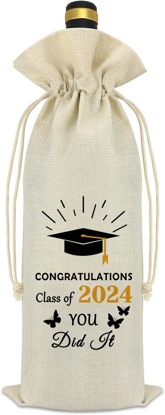 Class of 2024 Graduation Gifts Wine Bag 2024 Graduation Gifts for Him Her Congratulations Graduate Gift for Women Men Graduation Birthday Gifts for Son Daughter Teen Boy Girl Friend Wine Wrapping Bags