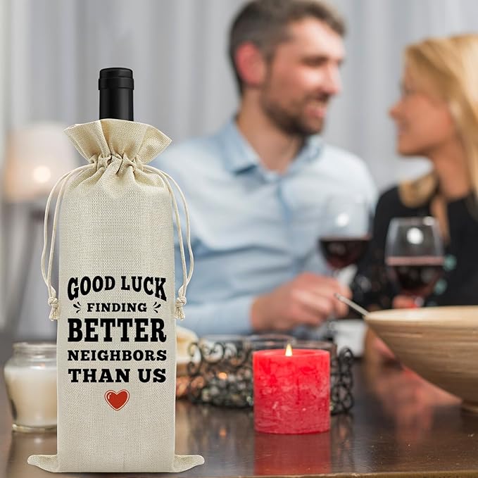 Neighbor Gifts Housewarming Gifts for Neighbor Wine Bag Moving Away Gift Parting Gifts for Neighbors Wine Gift Bag Thank You Gift for Women Men Birthday Christmas Best Gift for Awesome Neighbors