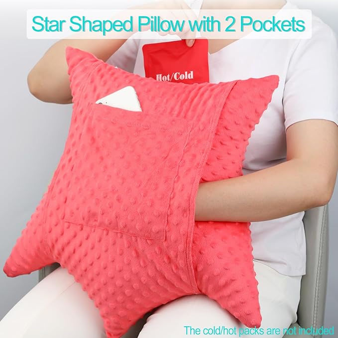 Star Hysterectomy Pillow Abdominal Recovery Pillows for C-Section Tummy Tuck Lumpectomy Myomectomy Belly Surgery Must Haves Shock Absorbing Cough Cushion Patients Gifts Minky Dot Red