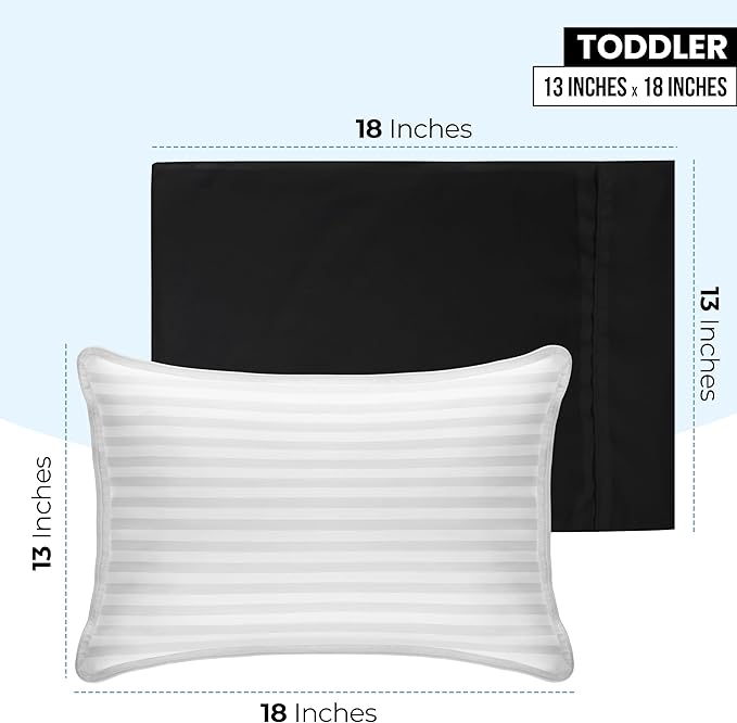 Utopia Bedding Toddler Pillow Cases - 2 Pack - Envelope Closure - Soft Brushed Microfiber Fabric - Shrinkage and Fade Resistant Pillow Covers 13 X 18 Inches (Toddler, Black)