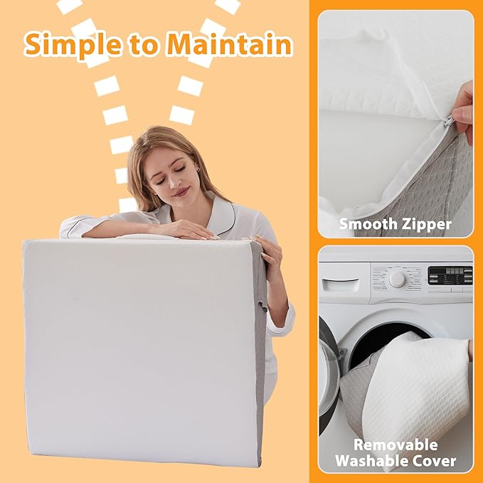 Bed Wedge Pillow for Sleeping, 12" Wedge Pillows for After Surgery, Soft Memory Foam Top, Triangle Pillow Wedge, Body Positioners for Leg Elevation, Acid Reflux, Gerd, Snoring Relief, White