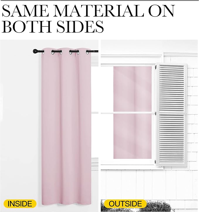 NICETOWN Blackout Draperies Curtains for Girls Room, Nursery Essential Thermal Insulated Grommet Top Blackout Panels (Lavender Pink, 1 Pair, 34 x 84 inches)