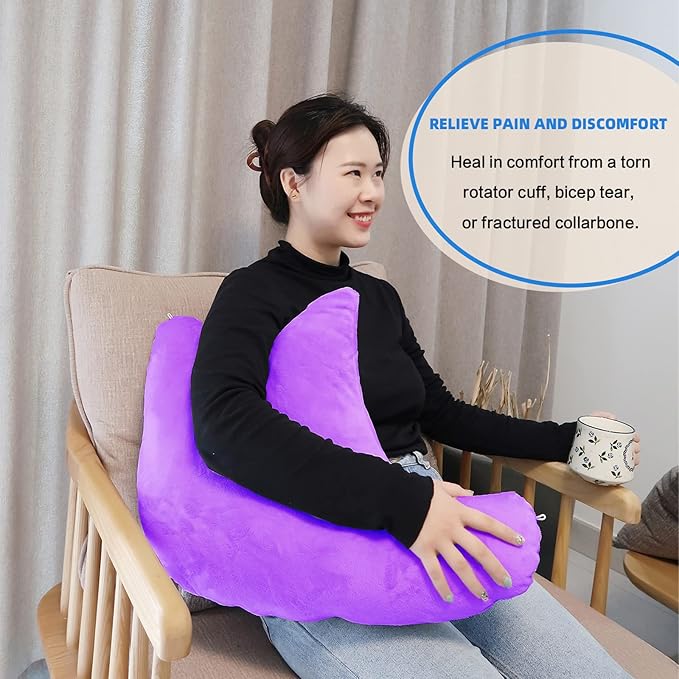 Shoulder Surgery Pillow, Ergonomic Rotator Cuff Pillow, Comfortable Post Shoulder Surgery Pillow, Adjustable Structure Provide Support, Shoulder Pain Relief, Firm and Removable(Purple)