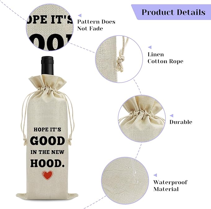 Housewarming gifts for New House Wine Bag New House Bless Gift for New Homeowner Neighbor Friends Moving Away Gifts for Home Buyers Congratulations Housewarming Wedding Birthday Party Supplies