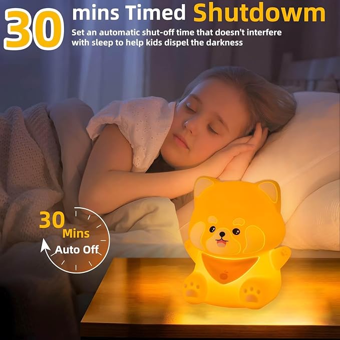 Red Panda Gift, Cute Red Panda Night Light for Kids, Squishy Silicone Lamp with Timer, Rechargeable Dimmable LED Portable Touch Baby Nursery Nightlight, Kawaii Room Decors, Christmas Gifts