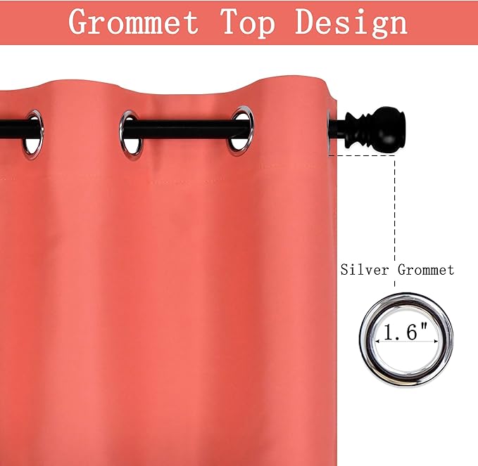 Coral Window Valance for Bathroom/Kitchen Blackout Grommet Top Short Straight Drape Valance for Bedroom 70W x 18L Extra Wide 1 Panel
