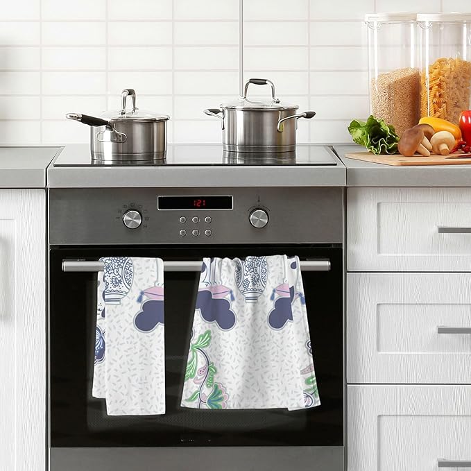 Staffordshire Dogs Chinoiserie Style Bath Hand Towel Soft Cotton Highly Absorbent Fingertip Towels for Bathroom Beach Kitchen Sports Gym Yoga Travel (2-Pieces Towel Sets, 28x16 inch)