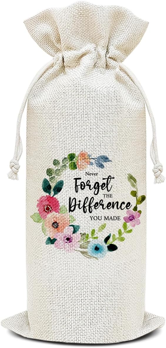 Wine Canvas Bag, Retirement Wine Gift Bag, Retirement Gift for Women Coworker Colleague Farewell Gifts Leaving Gifts Wine Bags for Wine Bottles, Wine Gifts With Drawstring Party Decoration -WB30