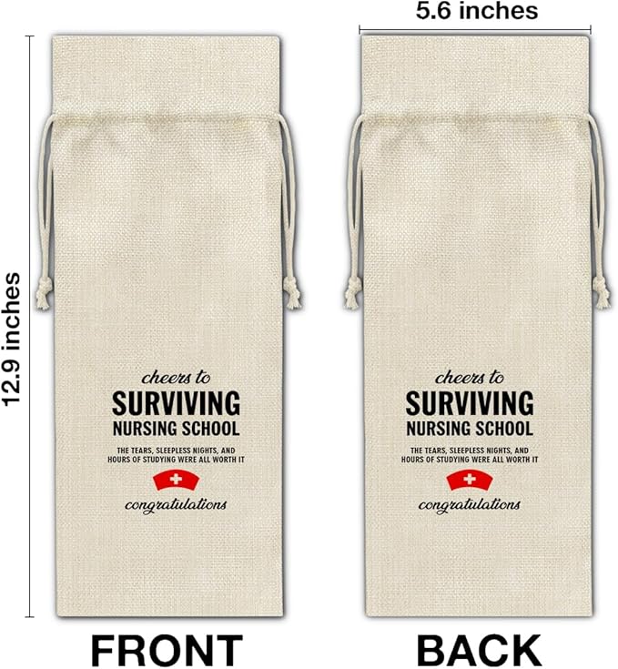 HOIJAUMAI Nurse Graduation Gift Nursing Graduation Wine Bag Surviving Nursing School Wine Gift Bags for Nursing Students Women Her