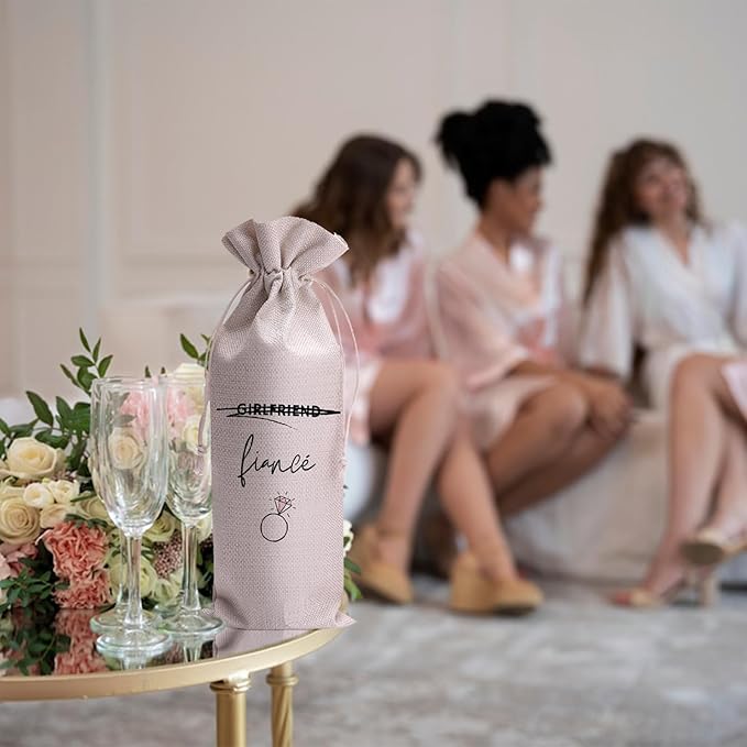 Engagement Gifts for Couples Mr and Mrs Wedding Gift Fiance Fiancee Engaged Gift Bag For Couples bride/him/her Newly Engaged Gift Wine Tote Bridal Shower Gift