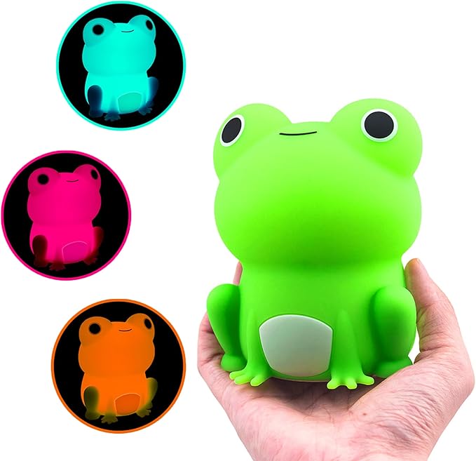 Frog Night Light, Frog Gifts for Girl, Frog Lamp Gifts Bedside Lamp for Nursery, ABS+SIL, Touch Control, Portable and Rechargeable Dimmable, Birthday Gifts for Boys Girls