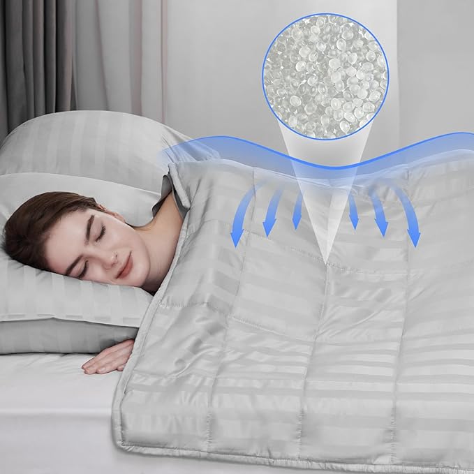 Weighted Blanket Kids, 5lbs Heavy Weighted Blanket 36"x48" Breathable Cooling Blanket, Summer Blankets Ultra Soft Comfort Blanket with Glass Beads for All-Season (Light Grey)