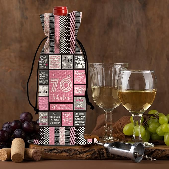 Funny 70th Birthday Gifts for Women Men Wine Bag, Happy Anniversary 70th Birthday Party Decorations for Women Man Wine Bags, Birthday Gifts for 70 Year Old Woman Wine Bottle Bag