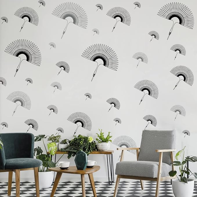Black Leaves Wall Sticker Modern Wall Decal Black Boho Wall Sticker for Living Room Decor Nordic Leaves Wall Art Stickers for Bedroom Peel and Stick Fans Wallpaper Stickers for Kids Room Kitchen Decor