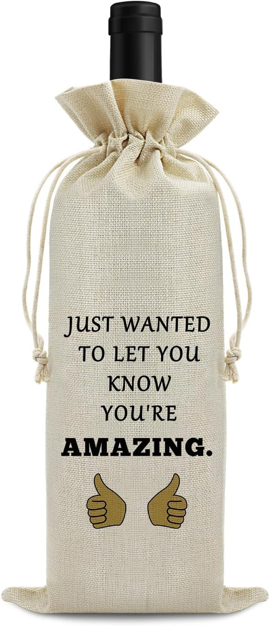 Encouragement Gifts for Women Wine Bag Inspirational Gifts for Friend Family Colleagues Superiors and Neighbors Wine Bottle Bag Thank You Gift for Men Birthday Christmas Best Wine Gift Bag