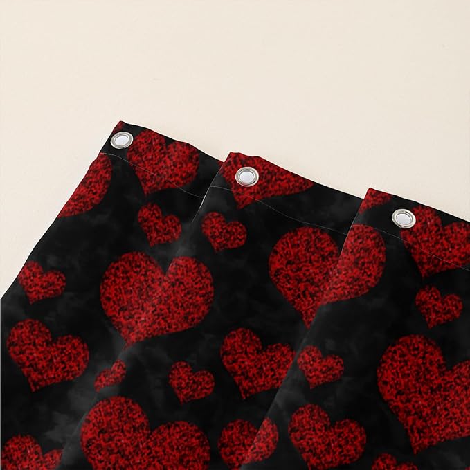 AILONEN Red Rose Shower Curtain for Bathroom, Romantic Flower Rose 3D Printed Valentine Wedding Bathroom Decor Hearts Curtain,60" W*72" H Polyester Waterproof Bath Curtain with 12 Hooks