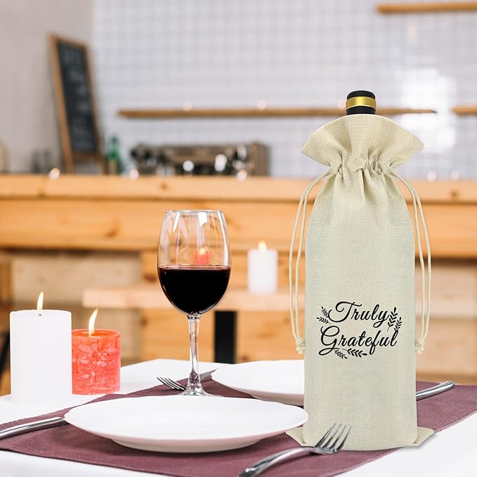 Thanksgiving Decorations Wine Bag Thank You Gifts for Women Men Coworkers Employee Manager Colleague Appreciation Gift Boss's Day Christmas Birthdays Gift for Social Worker Volunteer Wine Bottle Bag