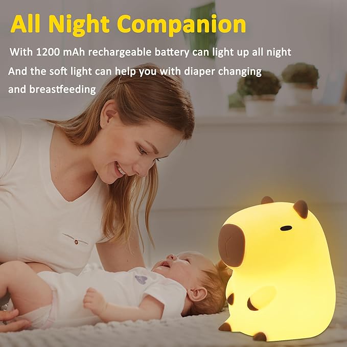 Capybara Gifts for Girl, Capybara Night Light, Capybara Lamp, Dorm Decor Cute Lamp for Nursery, ABS+SIL, Touch Control, Portable and Rechargeable Dimmable, Birthday Gifts for Boys Girls